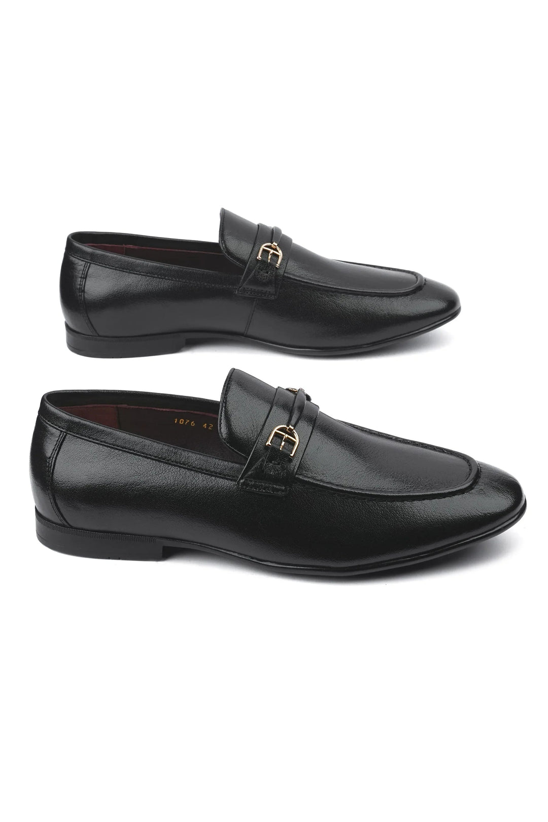 Leather Formal Black Shoes - Logo