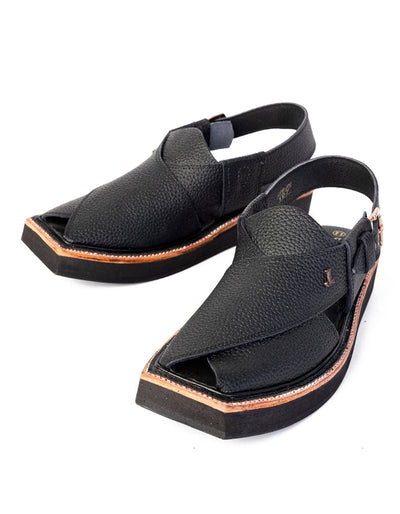 Matt Black Peshawari Chappal - J. Junaid Jamshed