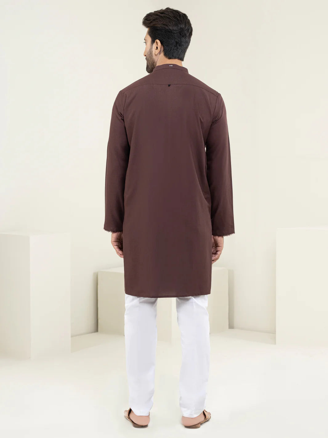 Blended Maroon Kurta - Almirah