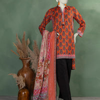 Lawn Multicolor Unstitched Suit - J. Junaid Jamshed