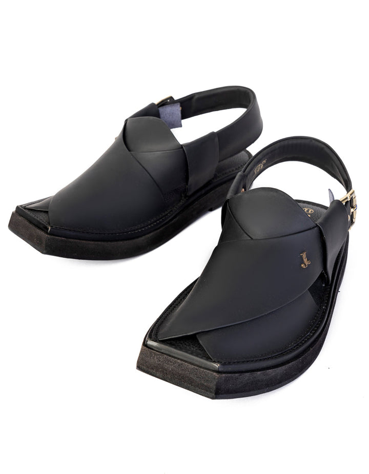 Matt Black Peshawari Chappal - J. Junaid Jamshed