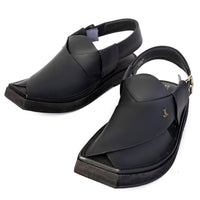 Matt Black Peshawari Chappal - J. Junaid Jamshed