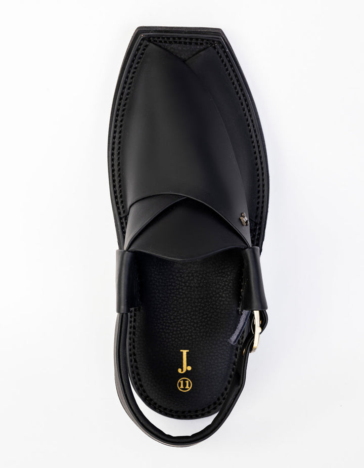 Matt Black Peshawari Chappal - J. Junaid Jamshed