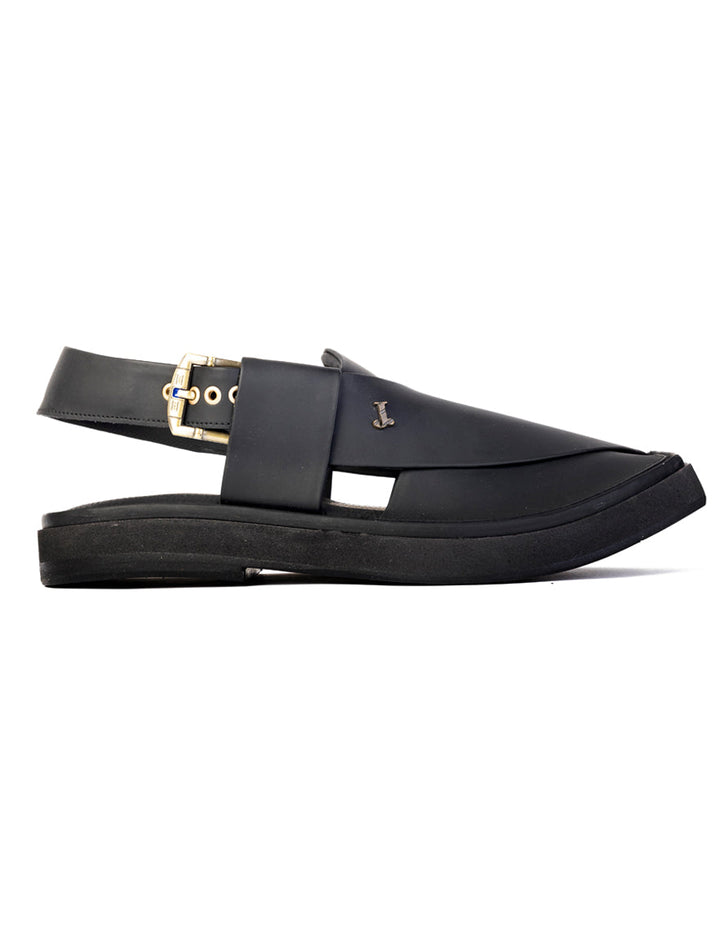 Matt Black Peshawari Chappal - J. Junaid Jamshed
