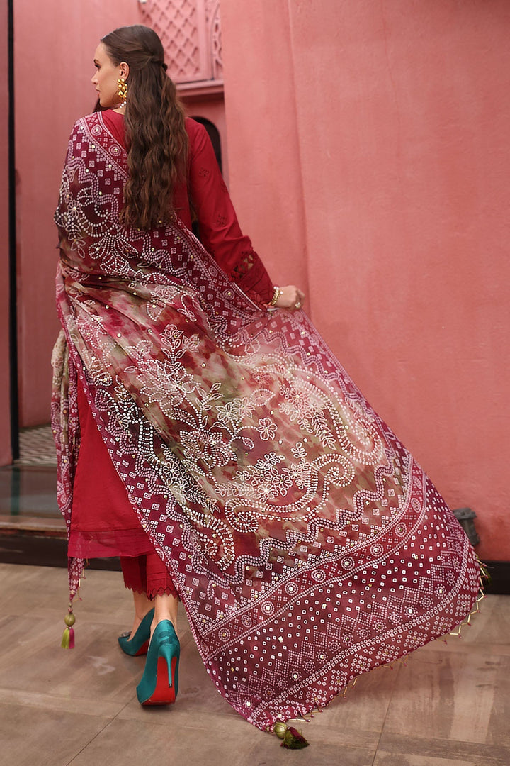 Lawn Red Stitched Suit - Nureh