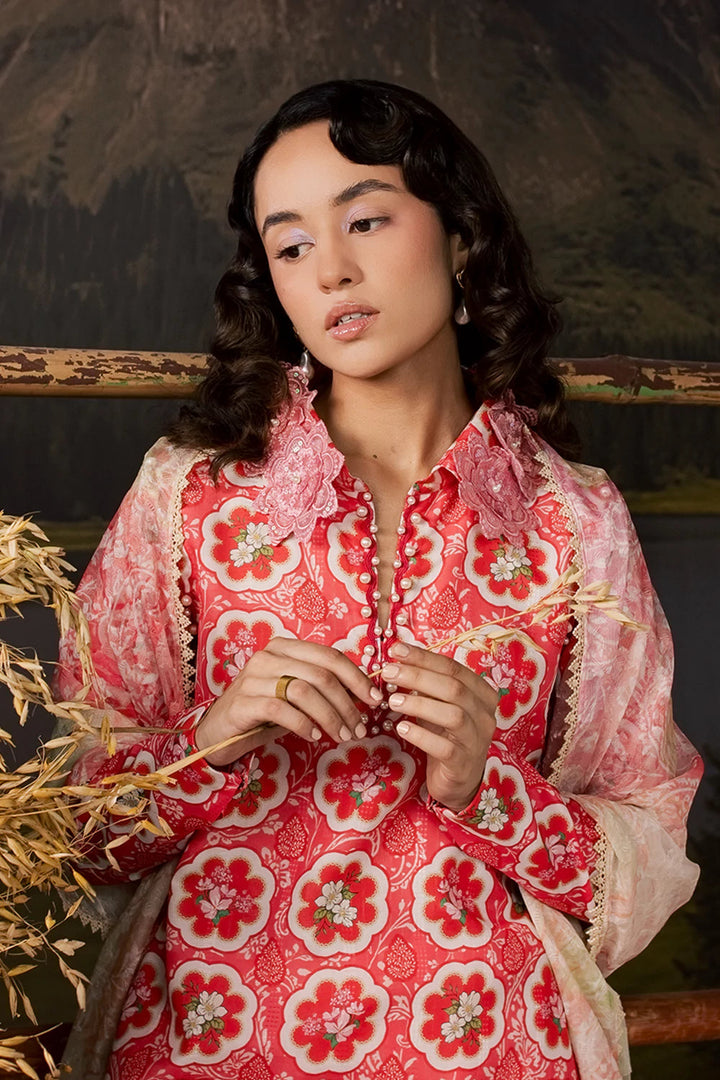 Dobby Lawn Pink Stitched Suit - Vanya