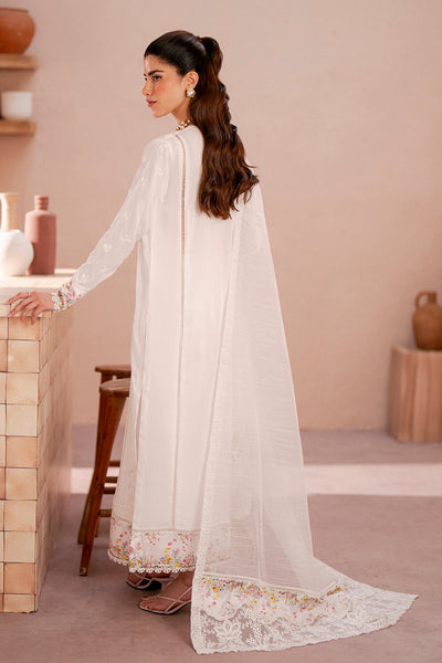 Silk Lawn & Cotton Net White Stitched Luxury Suit - Vanya