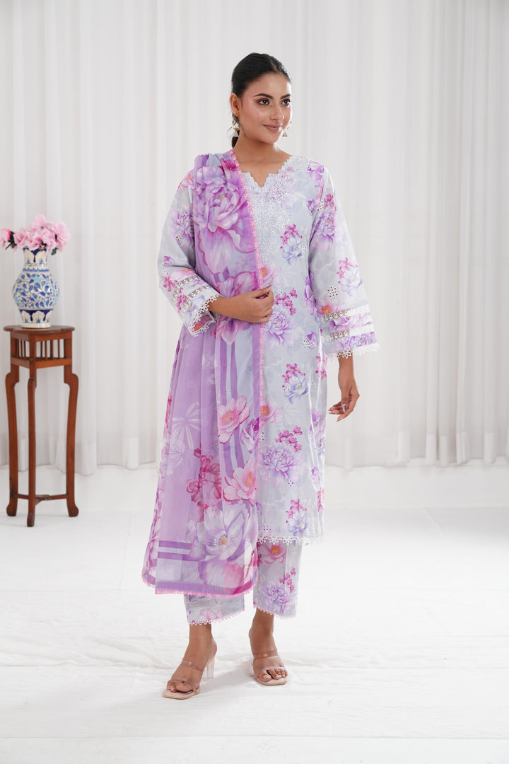 Rosy Mist - Farasha Printed Essentials Stitched