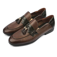 Leather Formal Brown Shoes - Logo