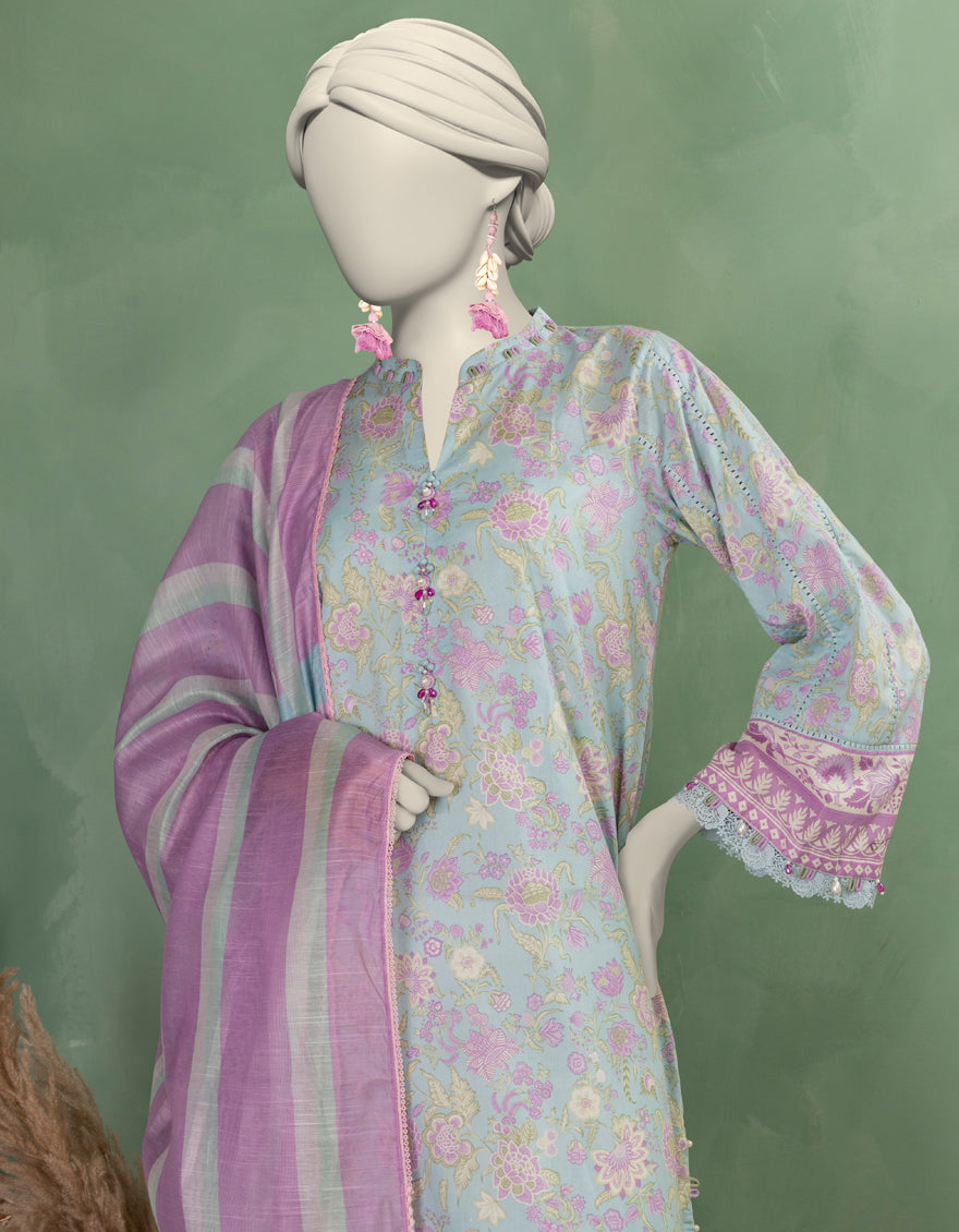 Lawn Multicolor Unstitched Suit - J. Junaid Jamshed