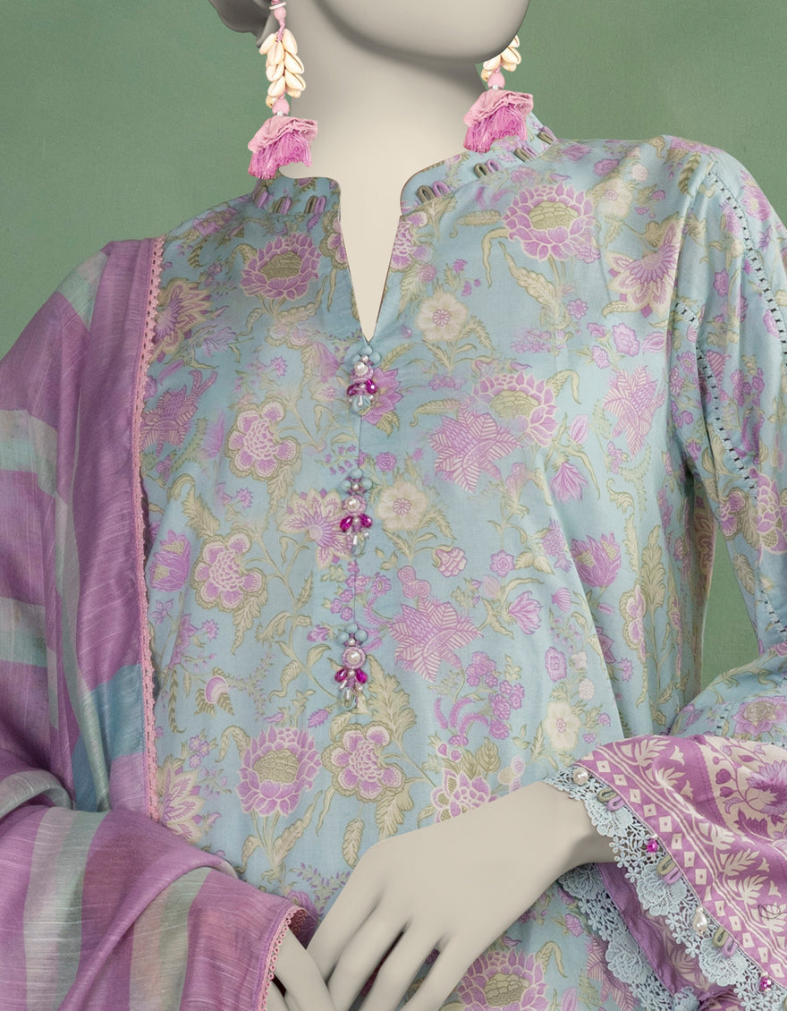 Lawn Multicolor Unstitched Suit - J. Junaid Jamshed