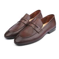 Leather Formal Brown Shoes - Logo