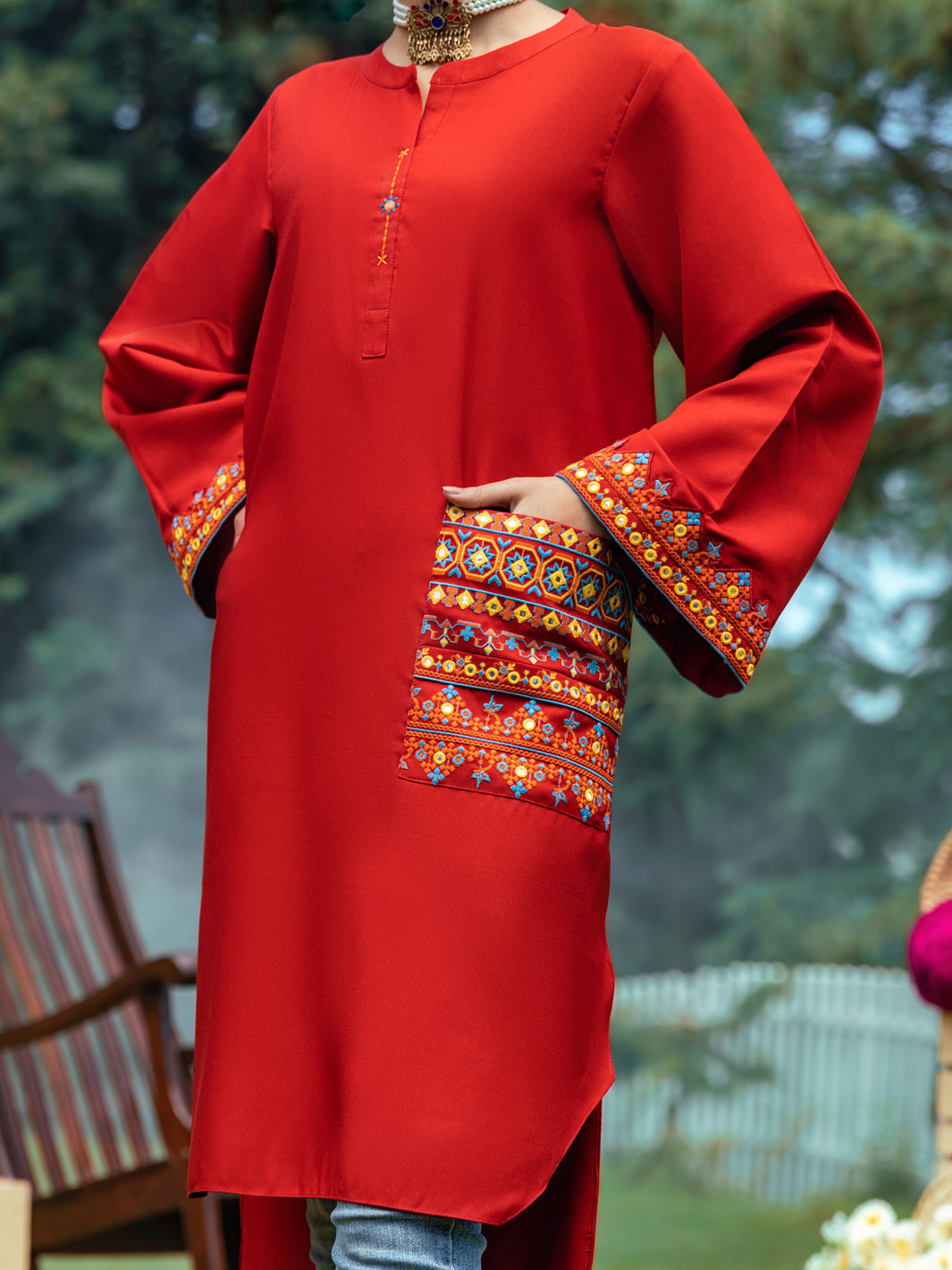 Poly Rayon Red Kurti - Almirah