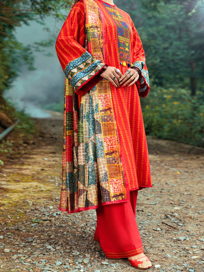 Cambric Red Stitched Suit - Almirah