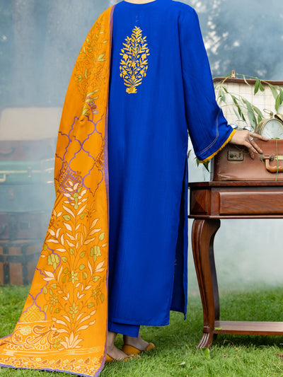 Yarn Dyed Blue Stitched Suit - Almirah