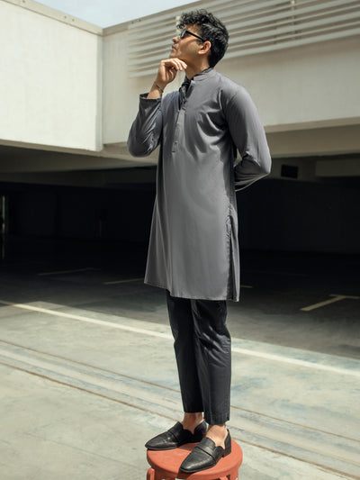 Blended Grey Kurta - Almirah