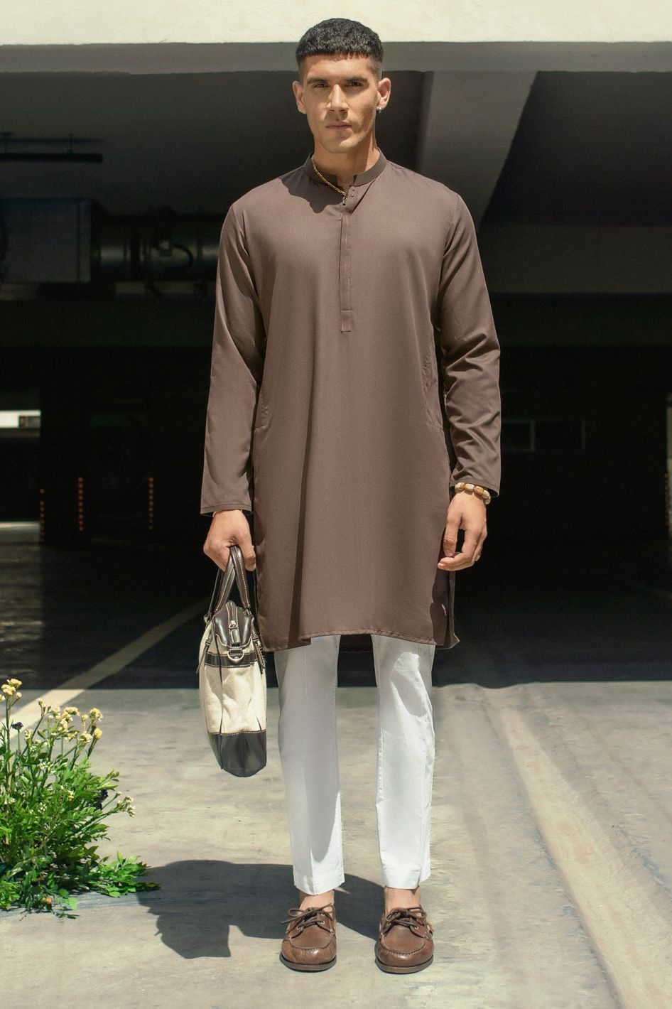 Blended Brown Kurta - Almirah