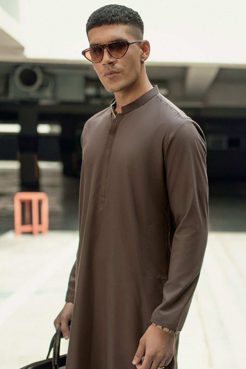 Blended Brown Kurta - Almirah