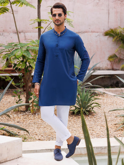 Cotton Dark Blue Kurta - Almirah