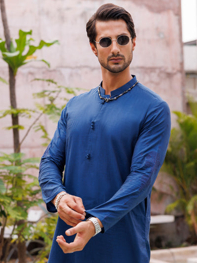 Cotton Dark Blue Kurta - Almirah