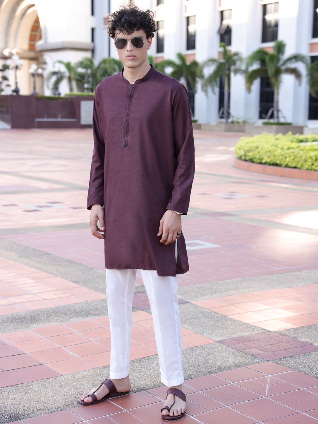 Polyester Maroon Kurta - Almirah