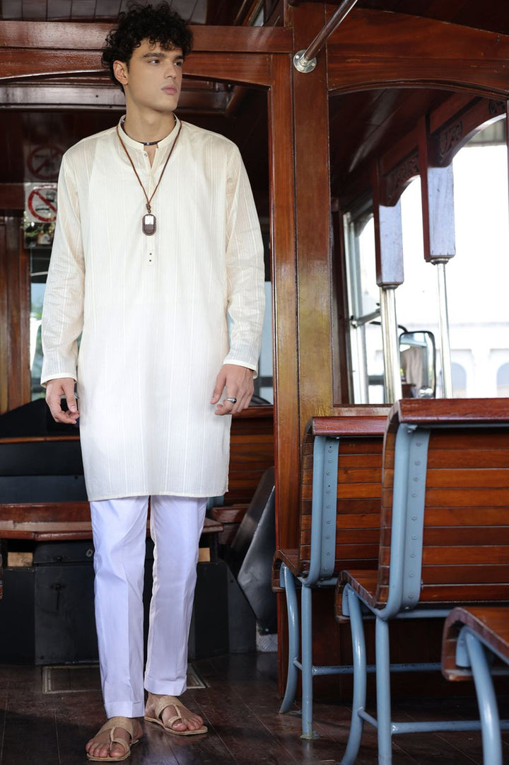 Cotton Off White Kurta - Almirah