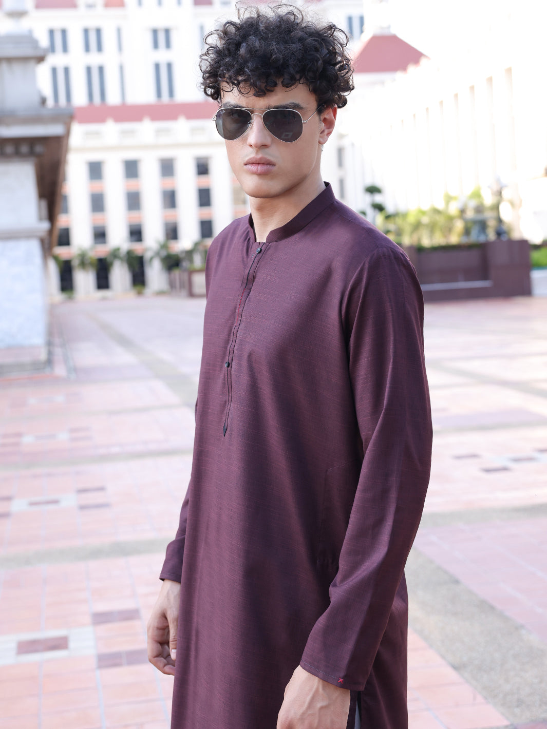 Polyester Maroon Kurta - Almirah