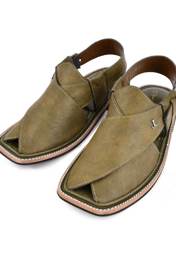 Plain Green Peshawari Chappal - J. Junaid Jamshed
