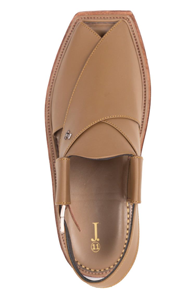 Plain Brown Peshawari Chappal - J. Junaid Jamshed