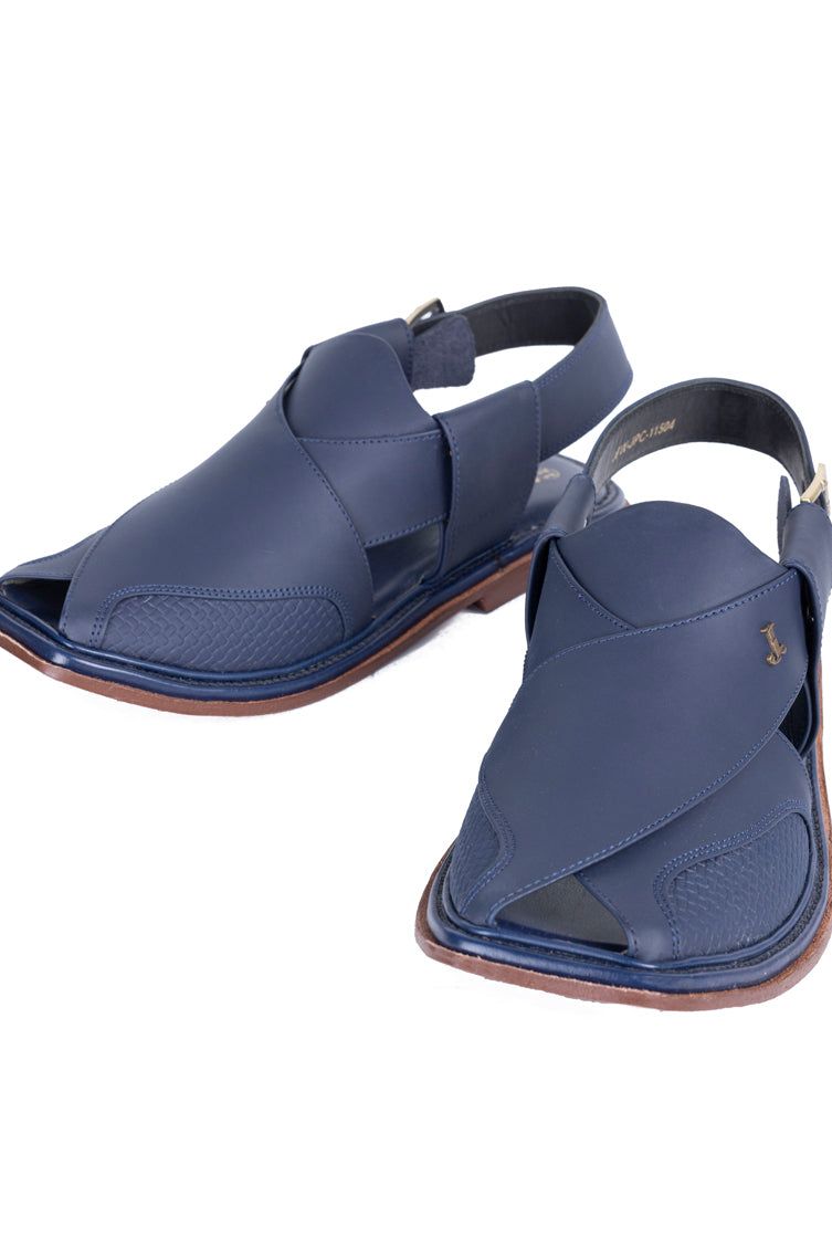 Plain Blue Peshawari Chappal - J. Junaid Jamshed