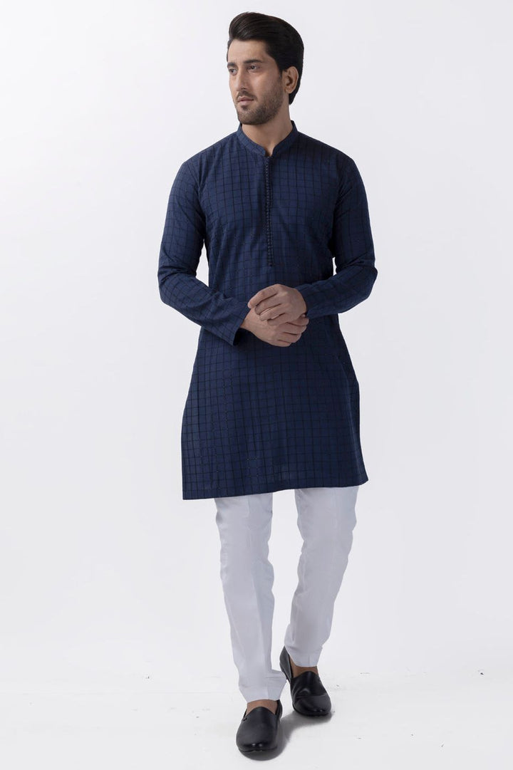 Cotton Navy Blue Kurta - Almirah