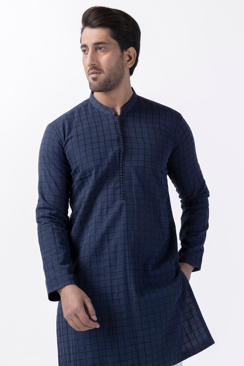 Cotton Navy Blue Kurta - Almirah