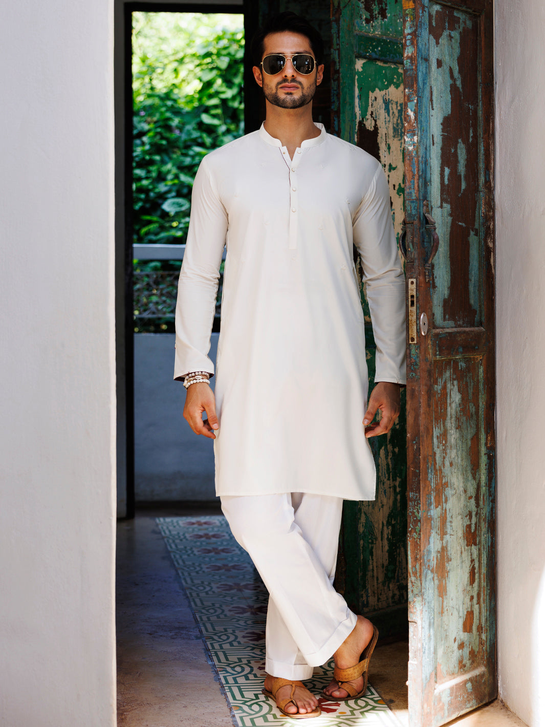 Blended Off White Kurta - Almirah