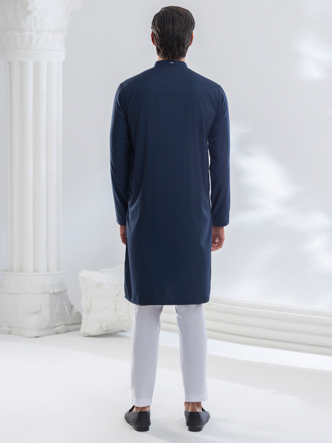 Blended Navy Blue Kurta - Almirah