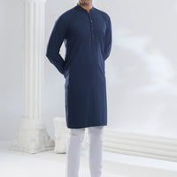 Blended Navy Blue Kurta - Almirah