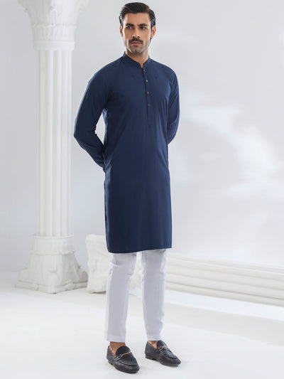 Blended Navy Blue Kurta - Almirah