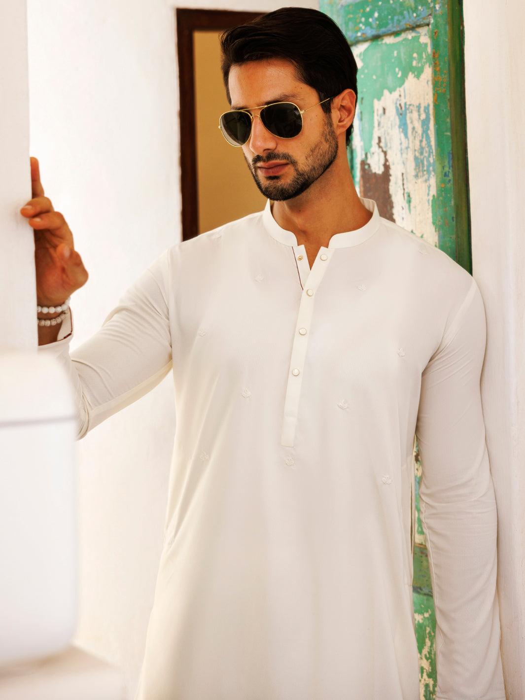 Blended Off White Kurta - Almirah