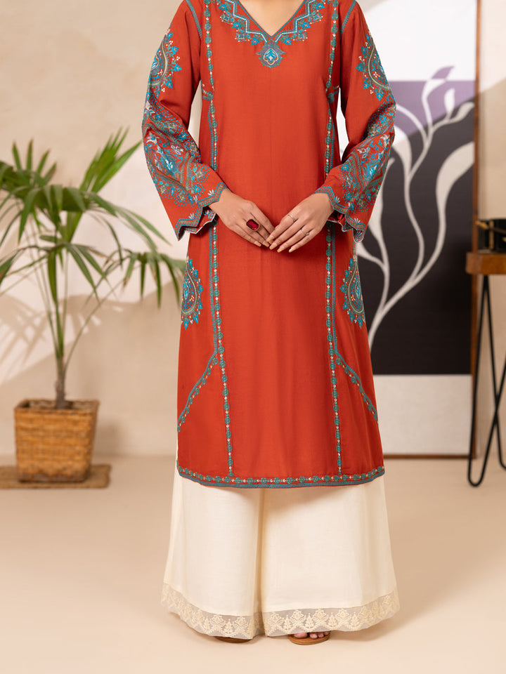 Cotton Lawn Rust Kurti - Almirah