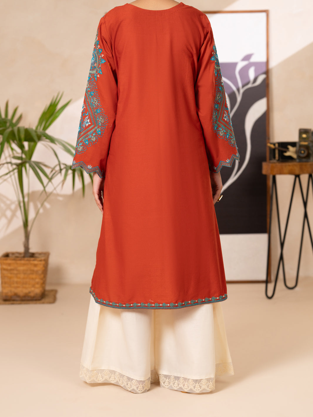 Cotton Lawn Rust Kurti - Almirah