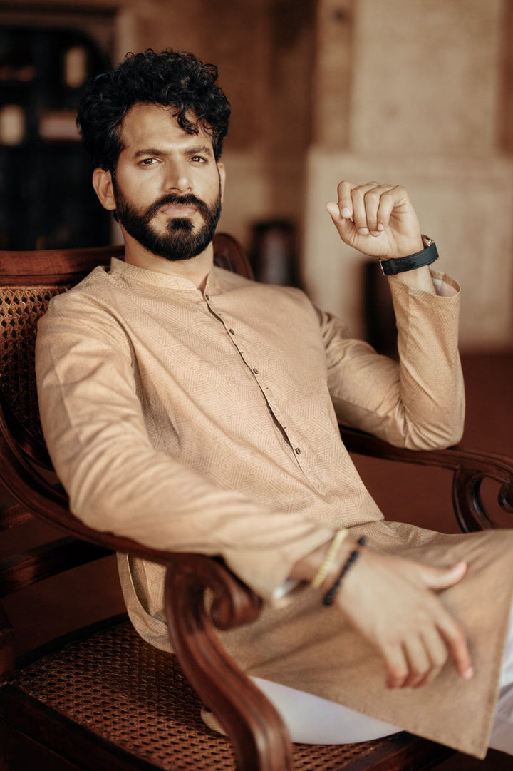 Cotton Light Brown Kurta - Almirah