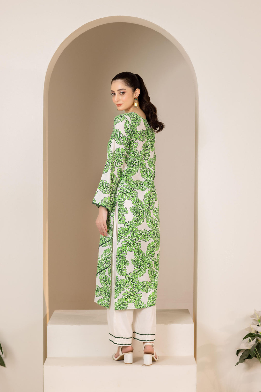 Linen Green Stitched Suit - Raqsam
