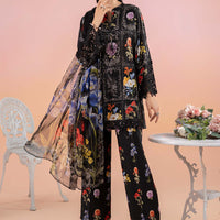 Printed Lawn Black Stitched Suit - Maria B M Prints