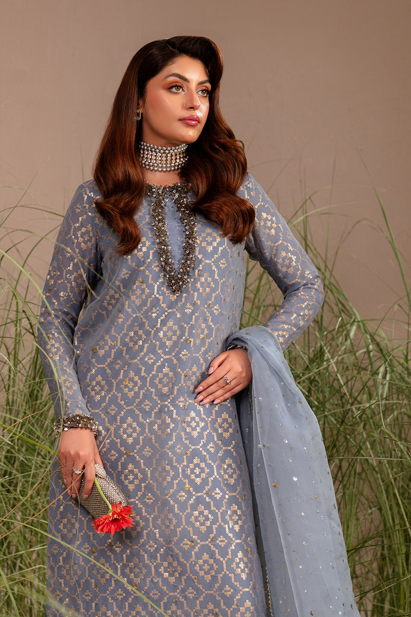 Organza Grey Stitched Suit - Vanya