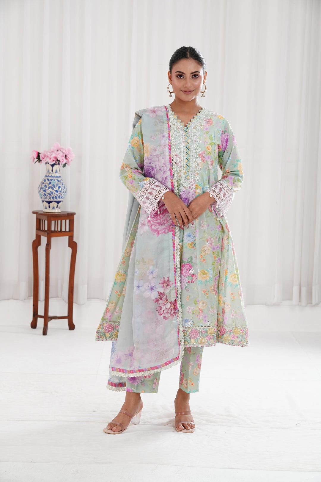 Mint Dew - Farasha Printed Essentials Stitched