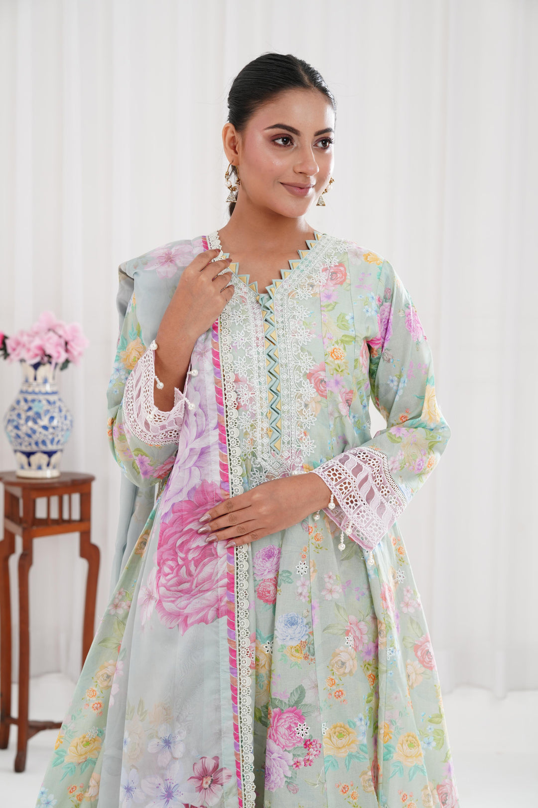 Mint Dew - Farasha Printed Essentials Stitched