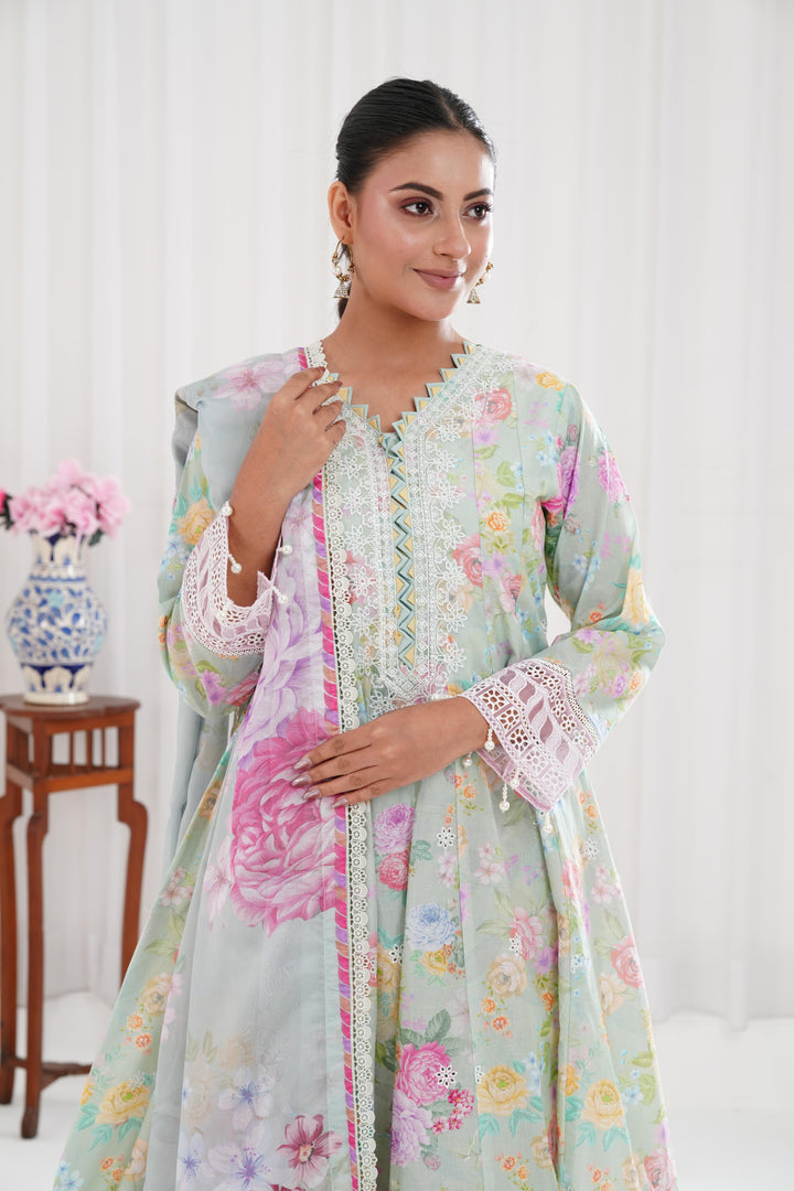 Mint Dew - Farasha Printed Essentials Stitched