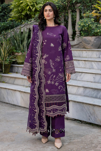 Raven Plum - Farasha Bahaar Embroidered Lawn Stitched