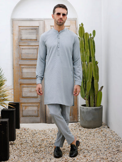 Blended Grey Kurta Trouser- Almirah