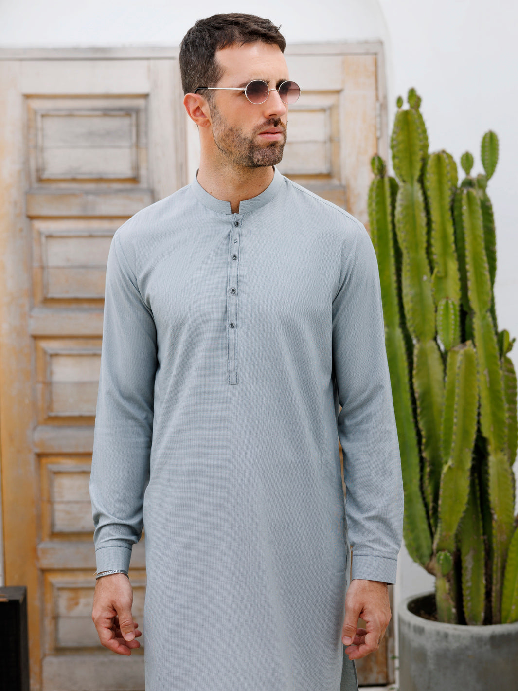 Blended Grey Kurta Trouser- Almirah