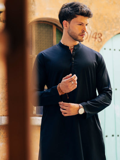 Cotton Black Kurta - Almirah